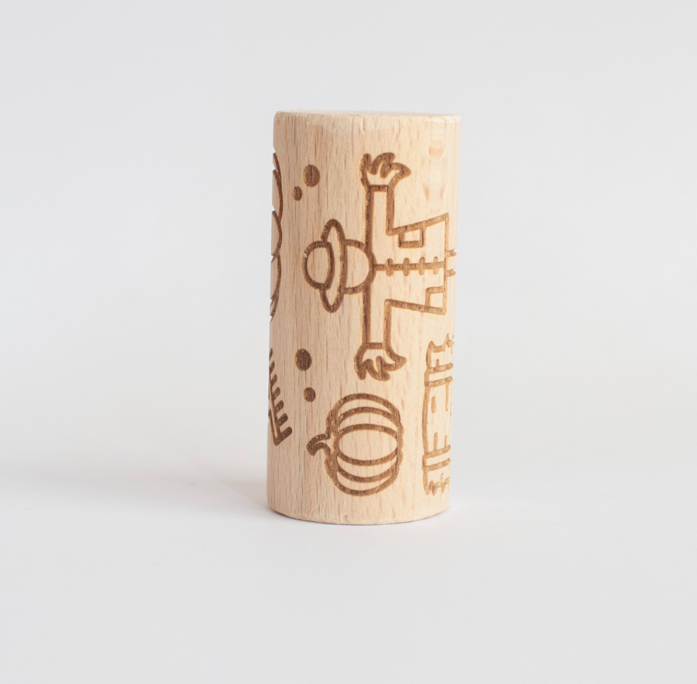 Houten roller - pompoenveldje