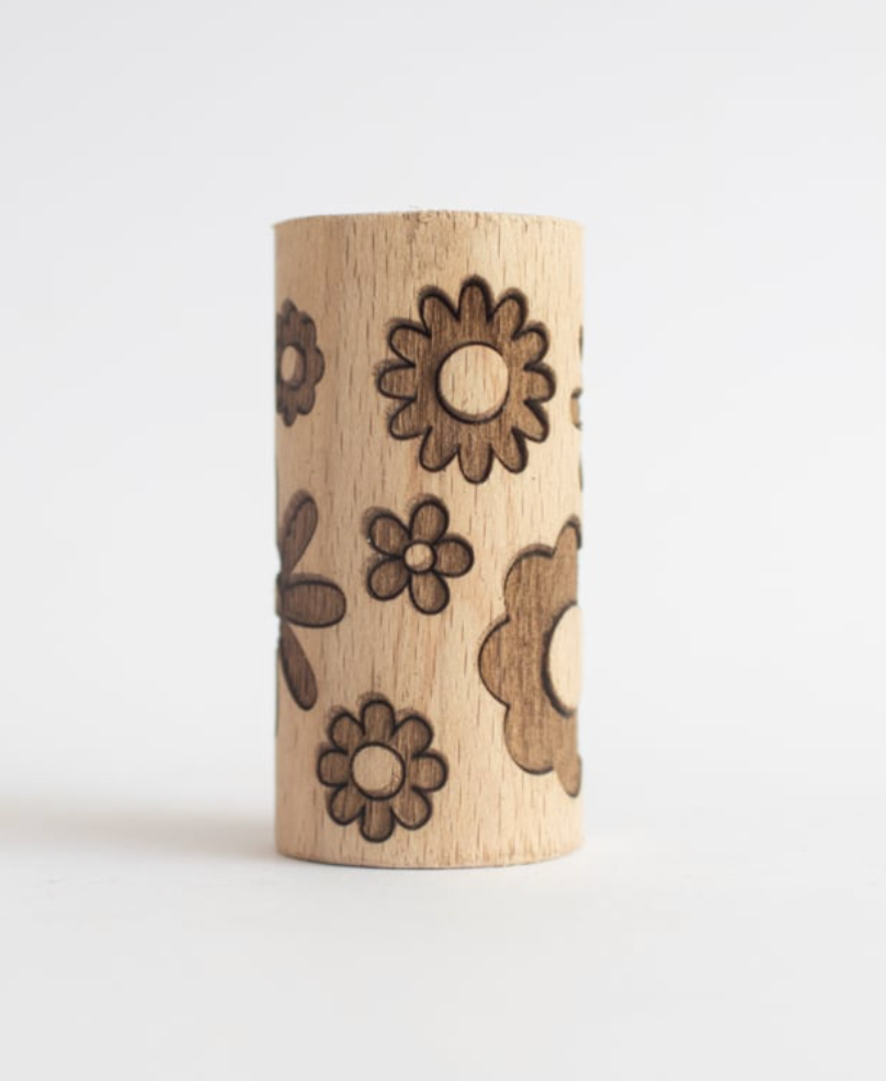 Houten roller - bloemen