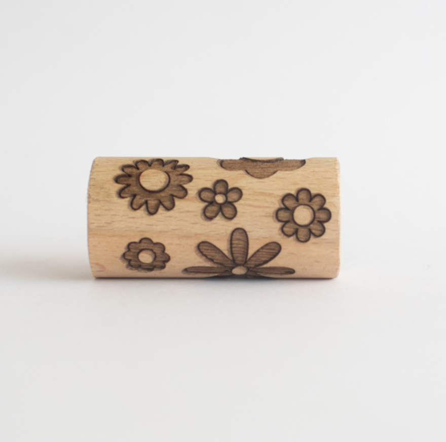 Houten roller - bloemen