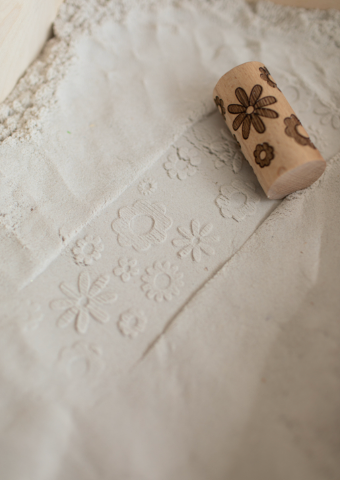 Houten roller - bloemen