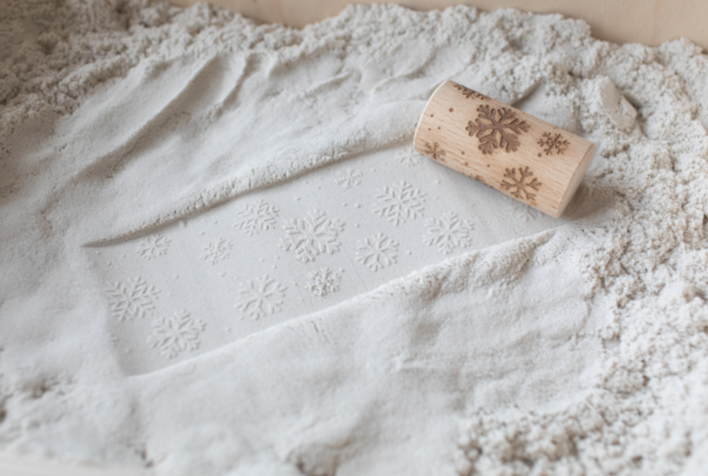 Houten roller - sneeuwvlokken